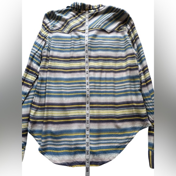 Cruel Denim Women's Long Sleeve Striped Snap Button Pocket Blouse Size Medium - Picture 11 of 11